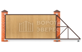 Деревянные откатные ворота 2000×2100 ВЭ-5419