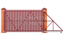 Откатные ворота из металлического штакетника 3500×2000 ВЭ-5481