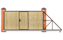Деревянные откатные ворота 1750×2000 ВЭ-5449