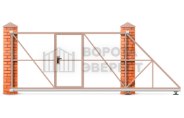 Откатные ворота с калиткой 3000×2000 ВЭ-5406