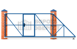 Откатные ворота с калиткой каркас 2200×3200 ВЭ-5407
