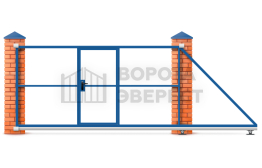 Откатные ворота 2500×3000 с калиткой под ключ ВЭ-5360