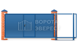 Откатные ворота под ключ с калиткой 4000×2000 ВЭ-5349