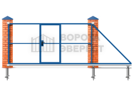 Ворота откатные 8 метров 8000×2300 с калиткой ВЭ-5835