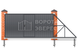 Откатные ворота с калиткой 5.5 метров 5500×3000 ВЭ-5715