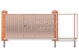 Ворота откатные с калиткой 10000×3000 10 метров. ВЭ-5925