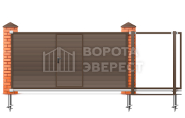 Откатные ворота 8 метров 8000×2900 с калиткой ВЭ-5871