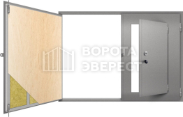 Гаражные ворота железные с калиткой ВЭ-2227
