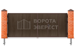 Распашные деревянные ворота с калиткой 2500×1750 ВЭ-2437